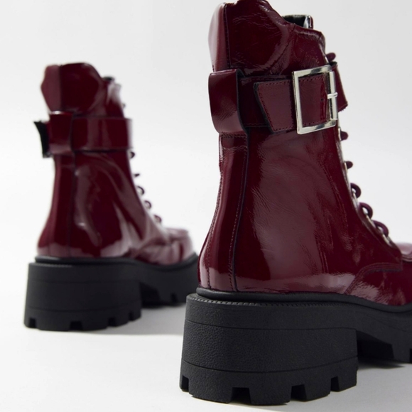 NWT Burgundy genuine patent leather  size 7 - Picture 2 of 5